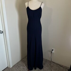 Hampton Nites Vintage Y2k navy spaghetti strap gown Maxi Dress